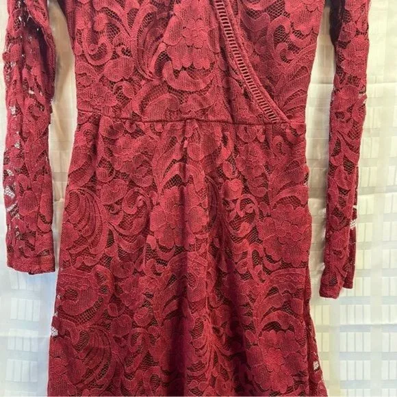 Hollister Dress Womens Size Small Maroon Lace Long Sleeve , New With Tags - Picture 8 of 16